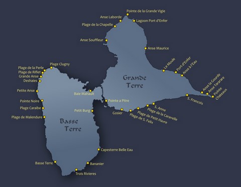 mappa località della guadalupa