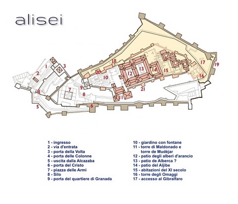 planimetria, mappa della Alcazaba di Malaga