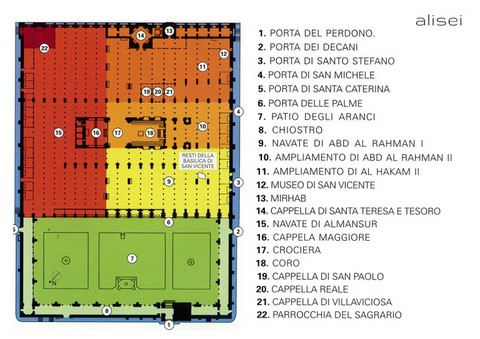 planimetria, mappa della Cattedrale di Cordova