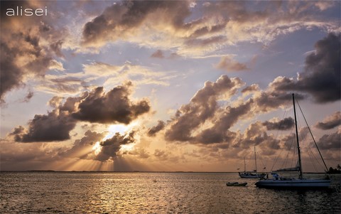 tramonto dalla barca sulle isole di Julio
