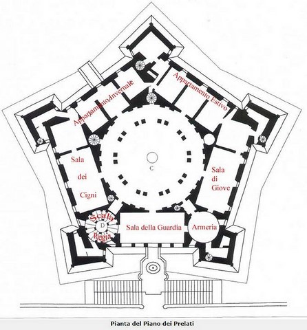 Pianta piano dei prelati Palazzo Farnese Carparola