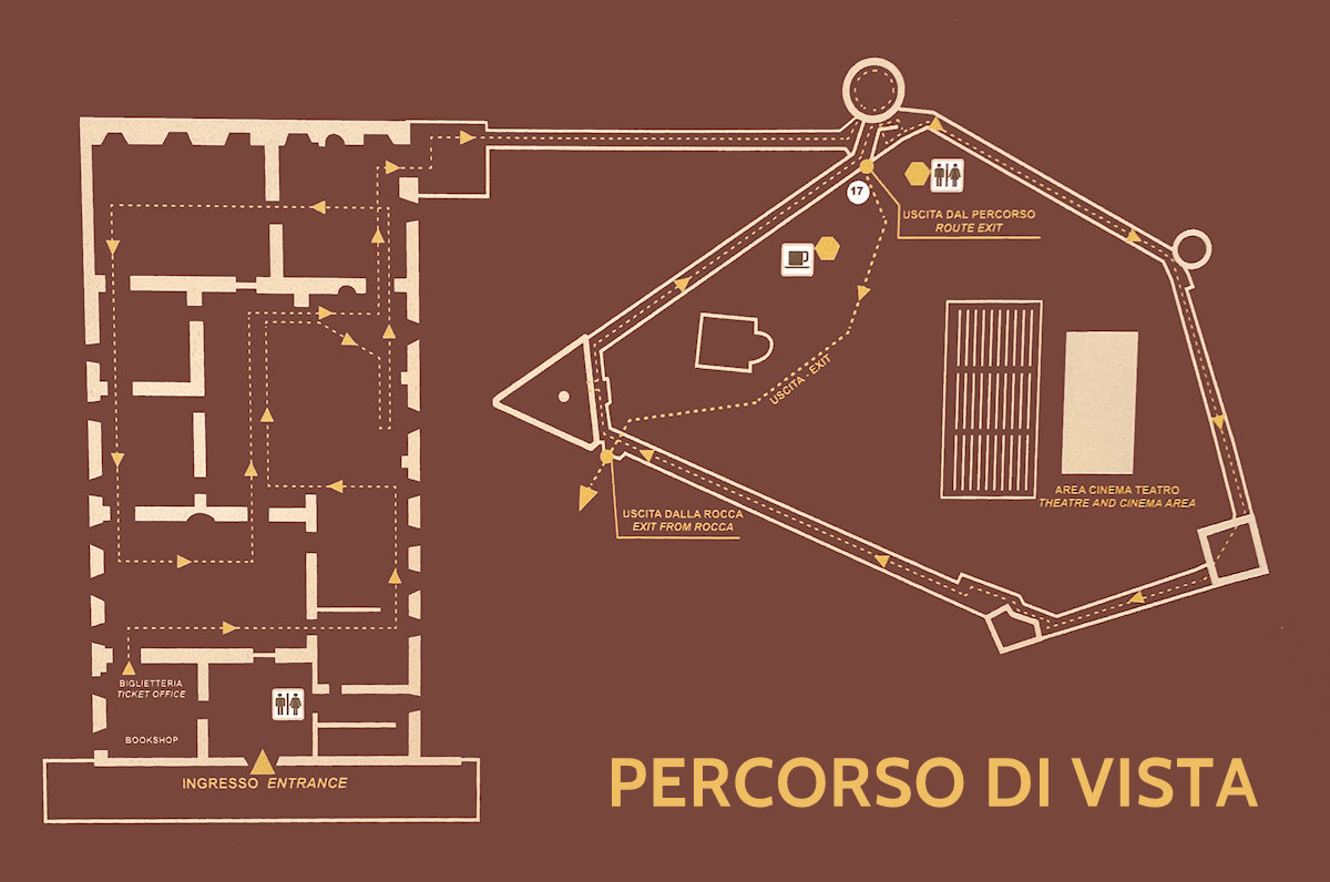 Mappa del percorso museale tra Palazzo della Corgna e Rocca del Leone